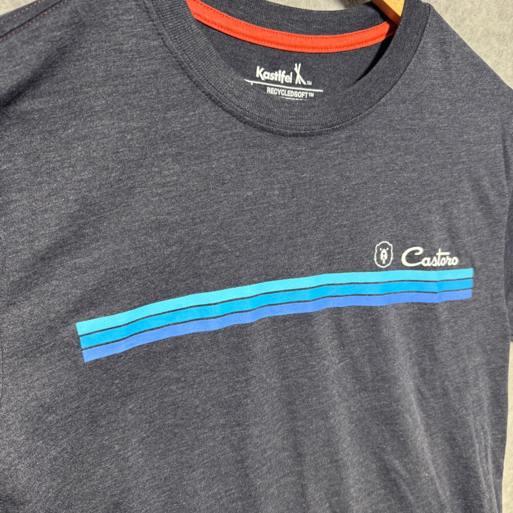Kastlfel Castoro Graphic T-Shirt Mens‎ Small Blue Stripe RecycledSoft Navy Tee - Picture 3 of 6